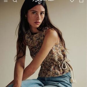 Sezane Darlene Blouse Jacquard Abstract Ecru Multicolor 2 34 Brand New